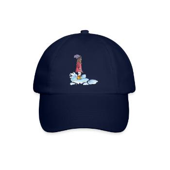 Mädchen spielt im Regen und springt in eine Pfütze - Baseballkappe - Blau/Blau - Vorne