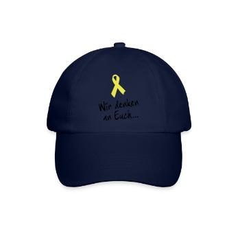 Gelbe Schleife Solidarität - Wir denken an Euch - Baseballkappe - Blau/Blau - Vorne