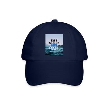 EAT SLEEP DIVE REPEAT Taucher Urlaub Hobby Shirt - Baseballkappe - Blau/Blau - Vorne