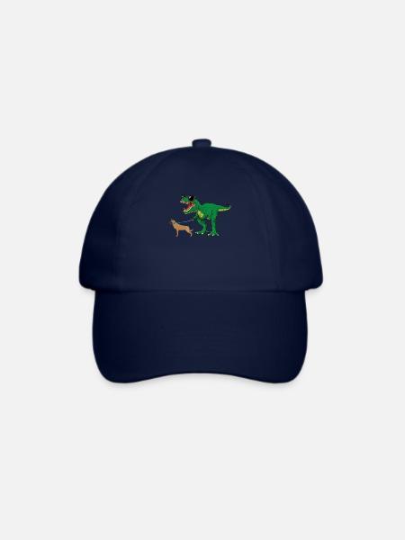 T Rex Dinosaurier Walking Malinois Shirt - Lustiges Haustier - Baseballkappe - Blau/Blau