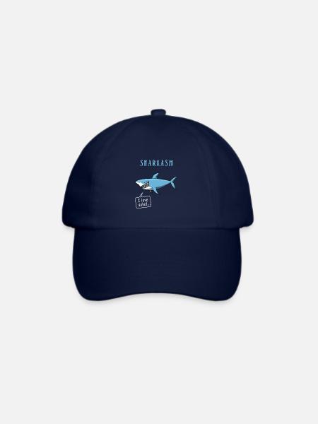 sharkasm, Hai, Vegan, Haifisch-T-Shirt - Baseballkappe - Blau/Blau