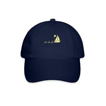 Segler Segelboot auf Herzschlag Herz EKG Herzlinie - Baseballkappe - Blau/Blau - Vorne