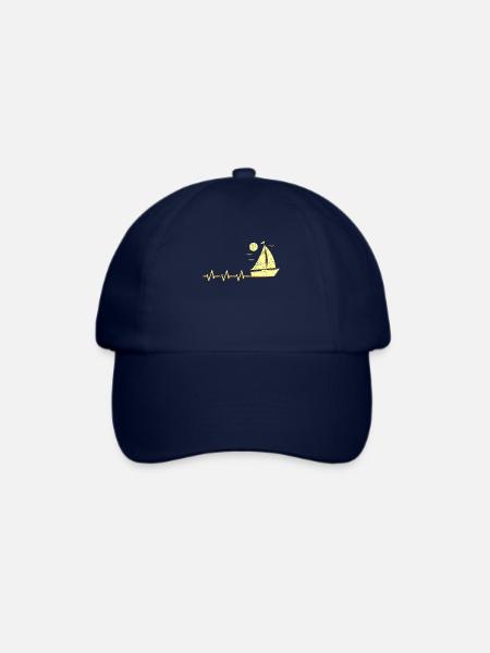 Segler Segelboot auf Herzschlag Herz EKG Herzlinie - Baseballkappe - Blau/Blau