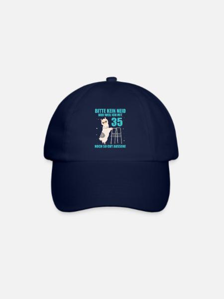 35. Geburtstag Geschenk Lama Alpaka Kein Neid - Baseballkappe - Blau/Blau