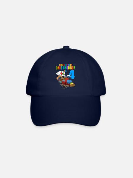 Zug Geburtstag 4 Kinder Zug Dampflokomotive Junge - Baseballkappe - Blau/Blau