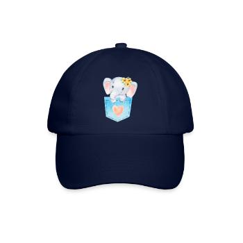 Baby-Elefant in Brusttasche Kawaii-Elefant - Baseballkappe - Blau/Blau - Vorne