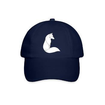 Fuchs in feiner Linienkunst auf weiß - Baseballkappe - Blau/Blau - Vorne