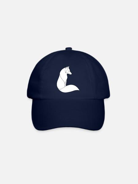 Fuchs in feiner Linienkunst auf weiß - Baseballkappe - Blau/Blau