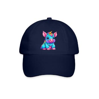 Fusion von Schwein und Einhorn - Regenbogen Design - Baseballkappe - Blau/Blau - Vorne