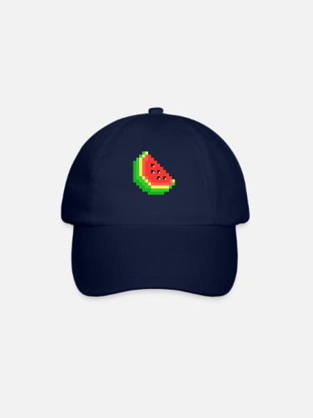 Wassermelonenpixel Retro 8-Bit Liebe Wassermelone - Baseballkappe - Blau/Blau