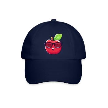 Cooler Kawaii Apfel mit Sonnenbrille Nerdiges - Baseballkappe - Blau/Blau - Vorne