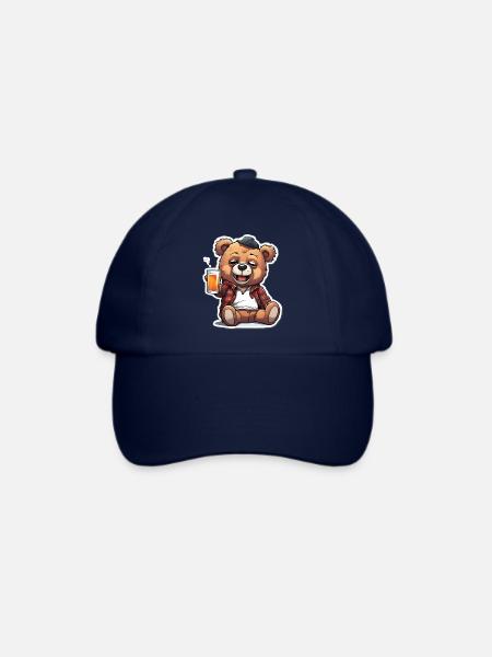 Lässiger Teddy mit Bier - Baseballkappe - Blau/Blau