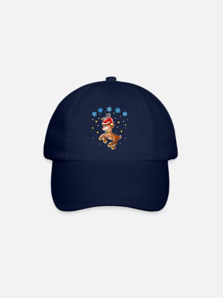 Rentier Rudolf mit Nikolausmütze - Baseballkappe - Blau/Blau