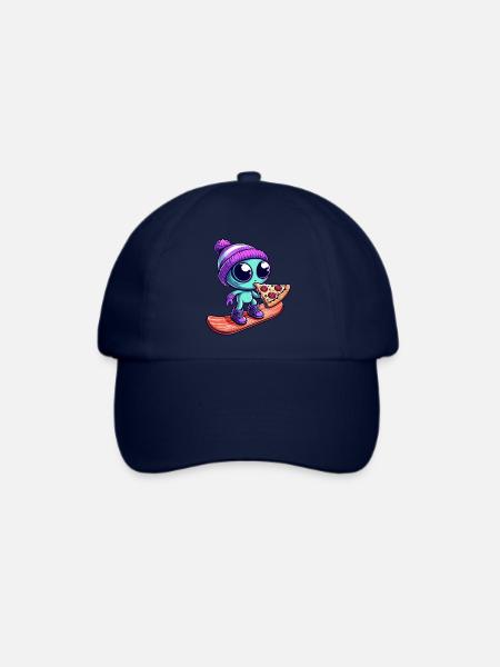 Cooles Alien mit Wollmütze Snowboarder - Baseballkappe - Blau/Blau