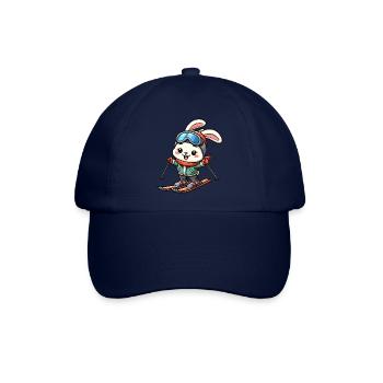 Schneehase Skiurlaub Skifahrer Kaninchen Design - Baseballkappe - Blau/Blau - Vorne