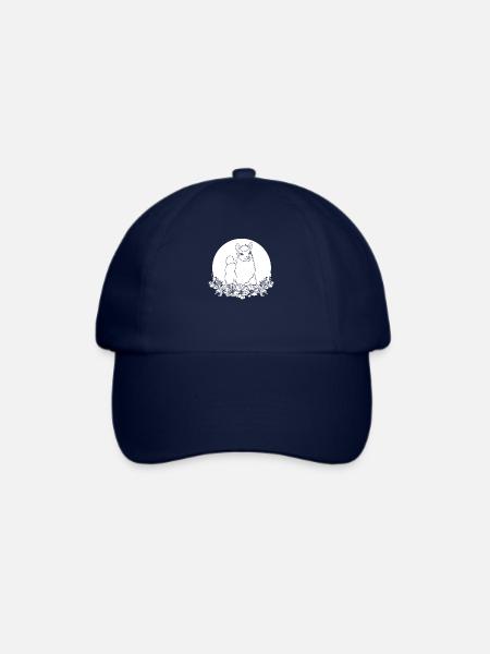 Lama Llama Wilde Blumen Floral Moon - Baseballkappe - Blau/Blau