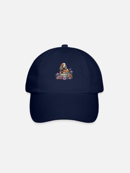Cocker Spaniel Blumenbuchleser - Baseballkappe - Blau/Blau