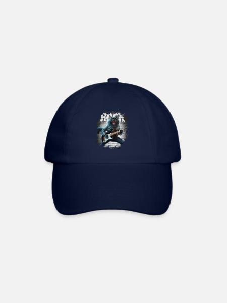 Rock and Roll Cat Guitarist for men-women & kids - Baseballkappe - Blau/Blau