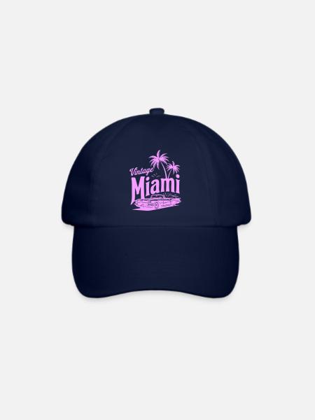 Vintage Miami Pink Palmen & Oldtimer Design - Baseballkappe - Blau/Blau