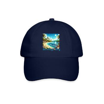 Montego Bay Jamaika Strand Palmen Grunge Urlaub - Baseballkappe - Blau/Blau - Vorne
