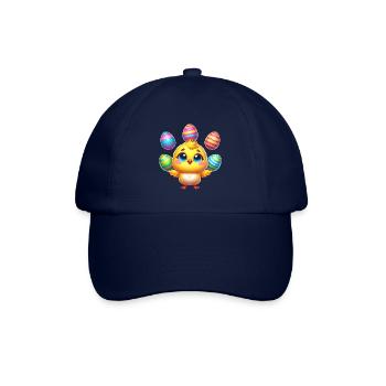 Ostern Huhn Küken Osterei bunte Eier jonglieren - Baseballkappe - Blau/Blau - Vorne