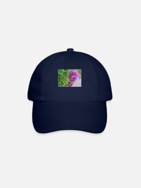 Rosenblüte violett - grüne Blätter - Baseballkappe - Blau/Blau