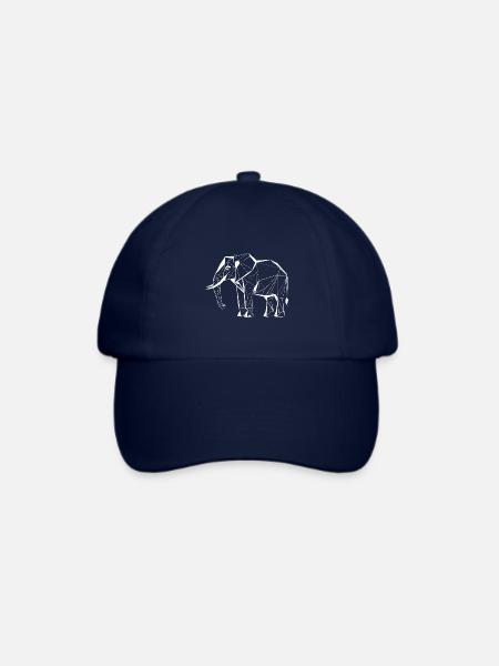 Polygon Elefant – Geometrisches Tierdesign - Baseballkappe - Blau/Blau