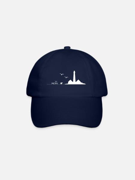 Moin Westerhever Leuchtturm mit Schaf und Möwen - Baseballkappe - Blau/Blau