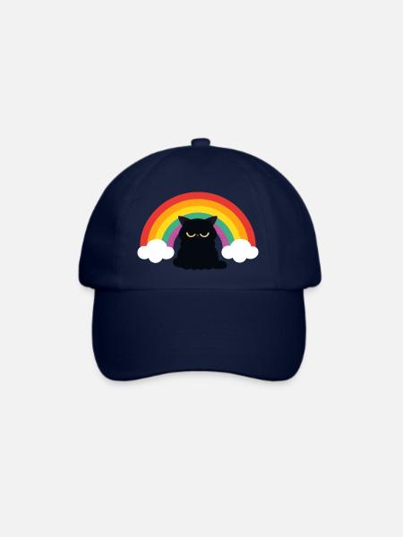 Mürrische Katze unterm Regenbogen - Baseballkappe - Blau/Blau