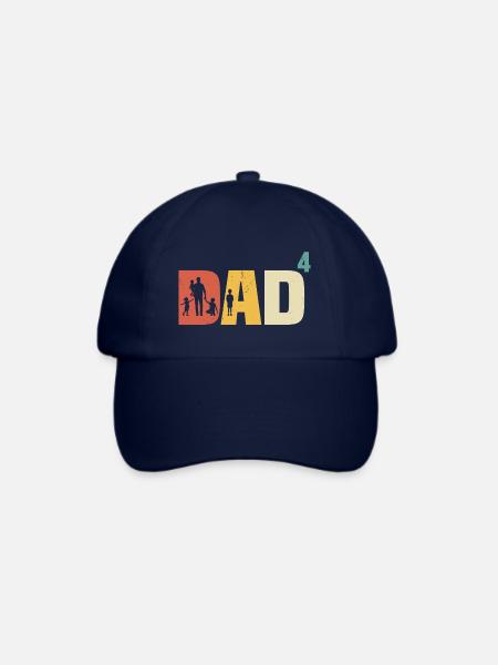 Dad hoch 4 Vater 4 Kinder vierfacher Papa Geschenk - Baseballkappe - Blau/Blau