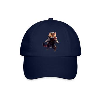Katze als Kämpfer in Kampf Outfit in Stellung - Baseballkappe - Blau/Blau - Vorne