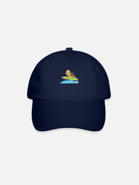Schildkröte auf surfbrett - Baseballkappe - Blau/Blau