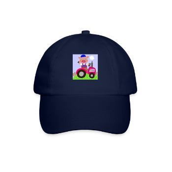Süßes Schwein fährt auf einem Traktor - Baseballkappe - Blau/Blau - Vorne