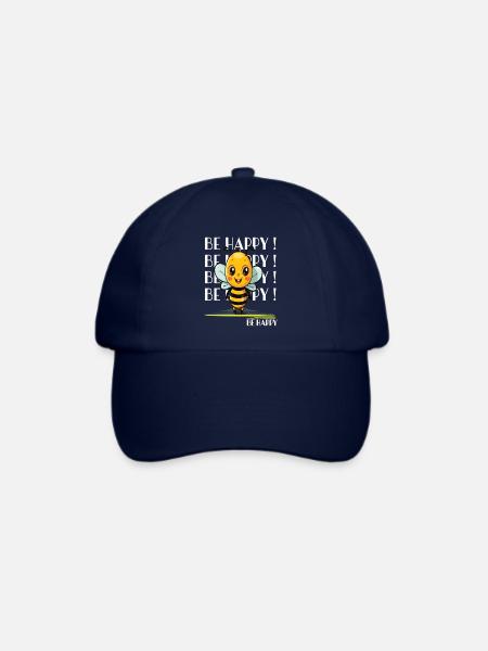 Niedliche Biene Be Happy - Baseballkappe - Blau/Blau
