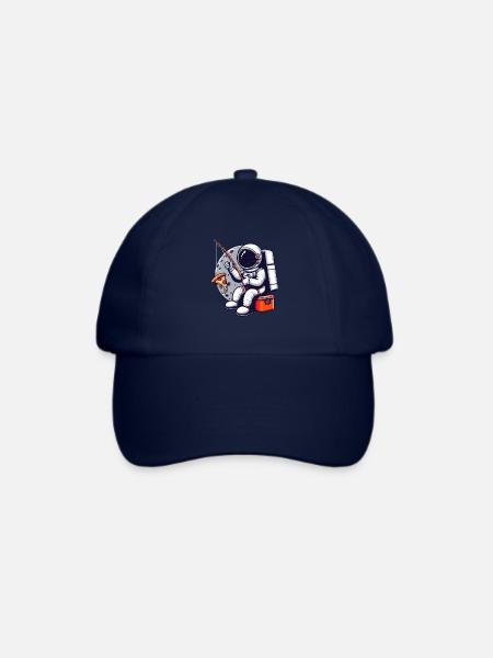 Ein Astronaut Angelt Pizza im Weltraum - Baseballkappe - Blau/Blau