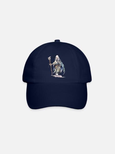 Totenbeschwörer mit Schädelstab – Dark Fantasy - Baseballkappe - Blau/Blau