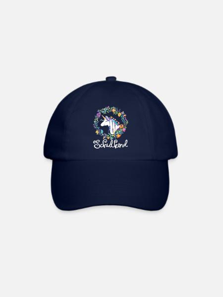 Einhorn Blumen Schulkind - Baseballkappe - Blau/Blau