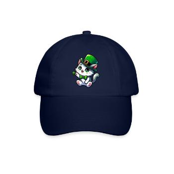 St. Patricks Day Katze Cartoon - Baseballkappe - Blau/Blau - Vorne