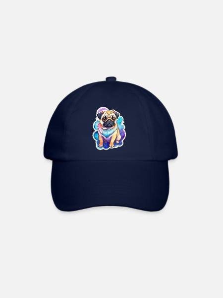 Mops Wasserfarben - Baseballkappe - Blau/Blau