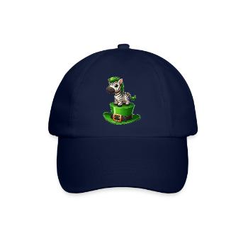 Süßes Zebra St. Patrick's Day Zylinder Kleeblatt - Baseballkappe - Blau/Blau - Vorne