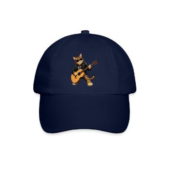 Coole Katze mit Gitarre – Rock & Meow - Baseballkappe - Blau/Blau - Vorne