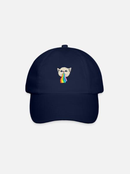 Regenbogen Kotzen shirt für Katzen Liebhaber - Baseballkappe - Blau/Blau