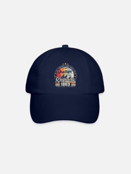 Jahrgang Juli 1963, Retro-Geburtstagsgeschenk - Baseballkappe - Blau/Blau