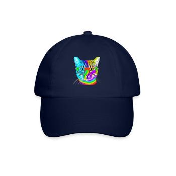 Katze bunt Brille Geschenkidee süß cool - Baseballkappe - Blau/Blau - Vorne