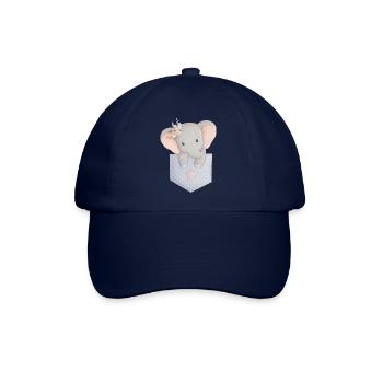 Elefant in Tasche mit Blume - Baseballkappe - Blau/Blau - Vorne