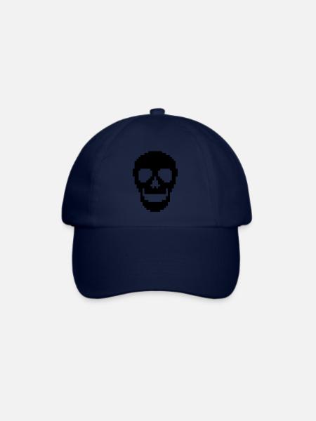 Pixel Schädel Totenkopf Schwarz - Baseballkappe - Blau/Blau