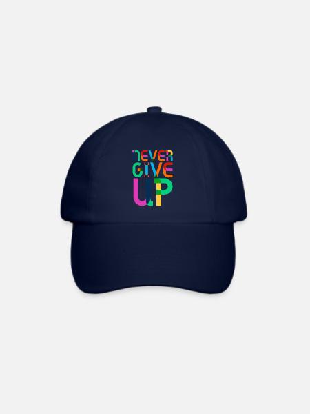 never give up - Baseballkappe - Blau/Blau