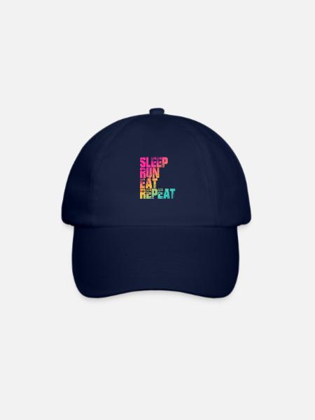 Für Läufer: SLEEP, RUN, EAT, REPEAT - Baseballkappe - Blau/Blau
