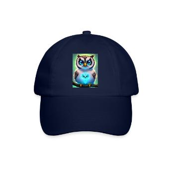 Süße Eule mit leichtender neon Aura & großen Augen - Baseballkappe - Blau/Blau - Vorne
