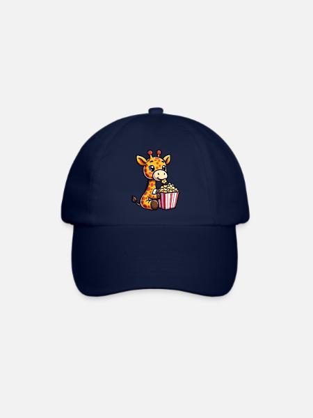 Süße Giraffe mit Popcorn Kino Karneval Comic - Baseballkappe - Blau/Blau